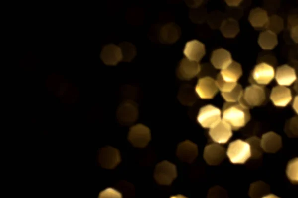 Luces Bokeh Borrosas Doradas Sobre Fondo Negro Glitter Estrellas Brillo —  Fotos de Stock