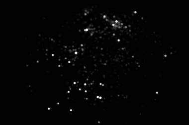 Siyah arka planda beyaz gri Bokeh ışıkları. Kutlamak için ışıldayan yıldızlar. Tasarımınız için üstüste