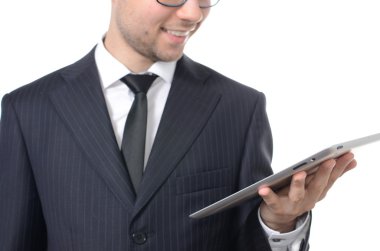 tablet ile genç işadamı