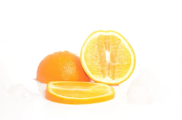 Sliced fresh orange and ice — Stock Photo, Image