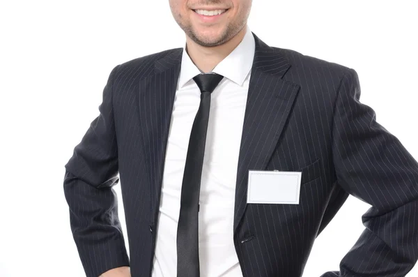 Young businessman with identification card — Stock Photo, Image