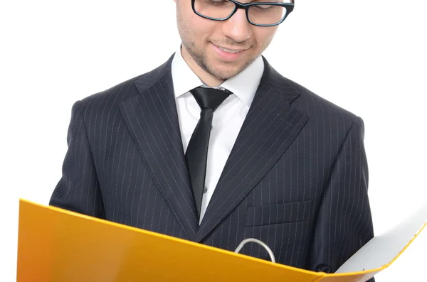 Young businessman with file binder — Stock Photo, Image