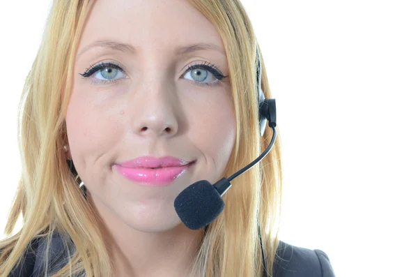 Portrait of young female call center operator — Stock Photo, Image