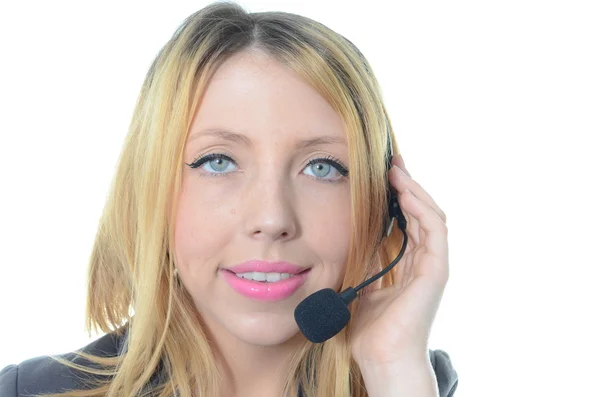 Portrait of young female call center operator — Stock Photo, Image