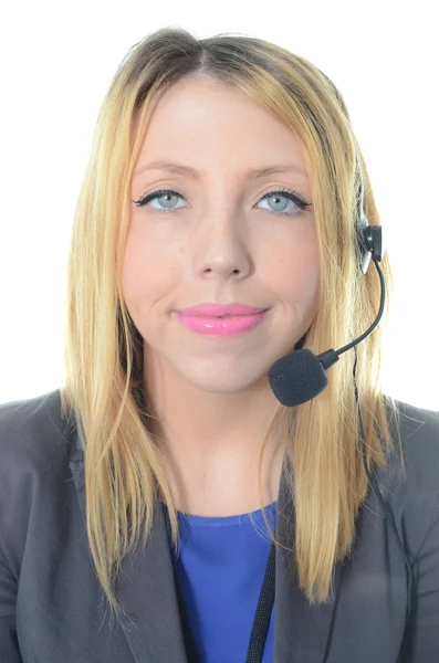 Portrait d'une jeune opératrice de centre d'appels — Photo