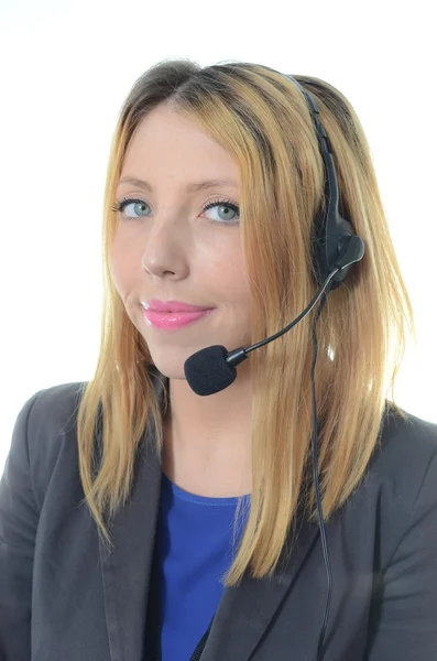 Portrait of young female call center operator — Stock Photo, Image