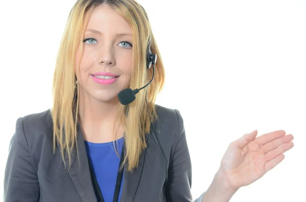 Portrait of young female call center operator — Stock Photo, Image