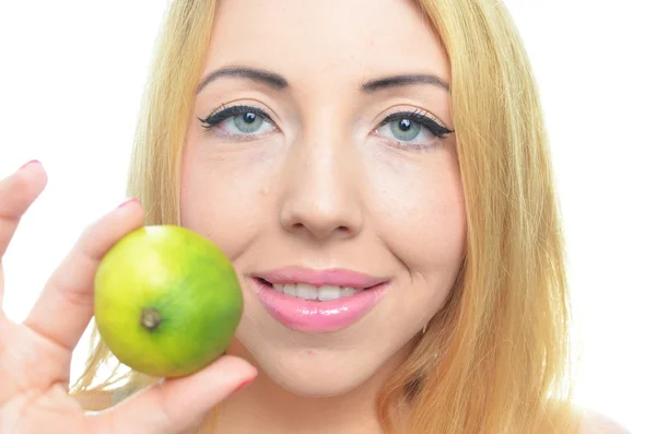 Young woman with sliced lime — Stock Photo, Image