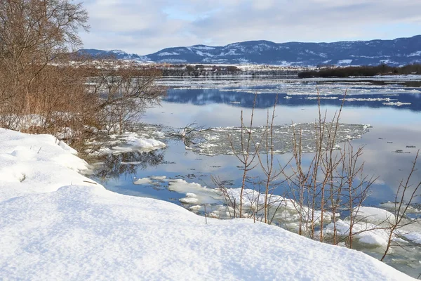 Spring Flood River Gaula Located Norwegian City Trondheim Gaulosen Nature — Stock Photo, Image