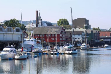 Levanger Norveç 07 / 26 / 2021 Deniz Piyadesi Trondelag 'da bulunan küçük Norveç kasabasında Levanger 