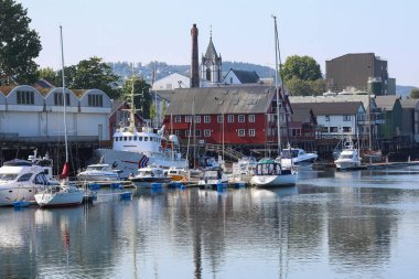Levanger Norveç 07 / 26 / 2021 Deniz Piyadesi Trondelag 'da bulunan küçük Norveç kasabasında Levanger
