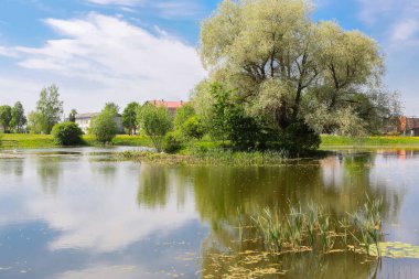 Letonya kırsal kesimi, Kabile köyündeki gölet.