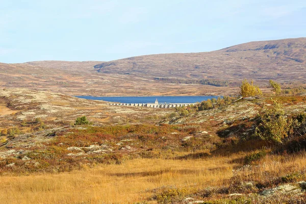Dam Lake Stor Sverje Located Kvikne Municipality Norway — Stockfoto