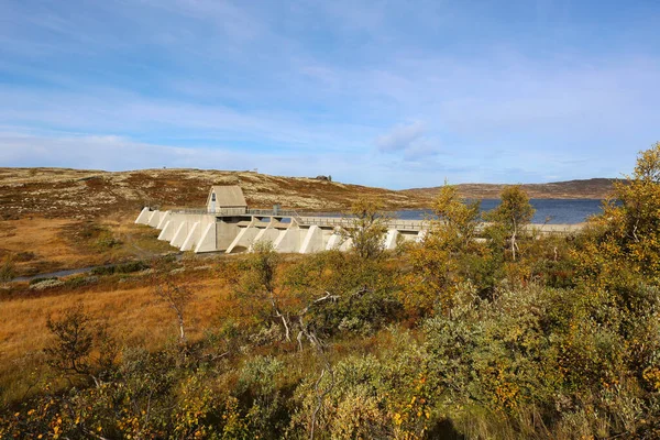 Dam Lake Stor Sverje Located Kvikne Municipality Norway — 스톡 사진