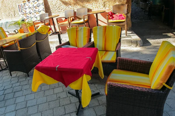 Colorful Vivid Furniture Summer Street Cafe — Stock Photo, Image
