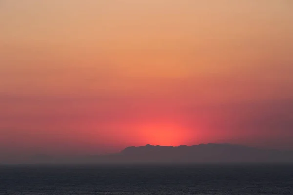 Sunset Town Rhodes View Promenade Sea View Silhouette Island Symi — Stock Photo, Image