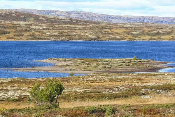 Caduta Norvegia Vista Sul Lago Stor Sverje Lacerato Nel Comune — Foto Stock