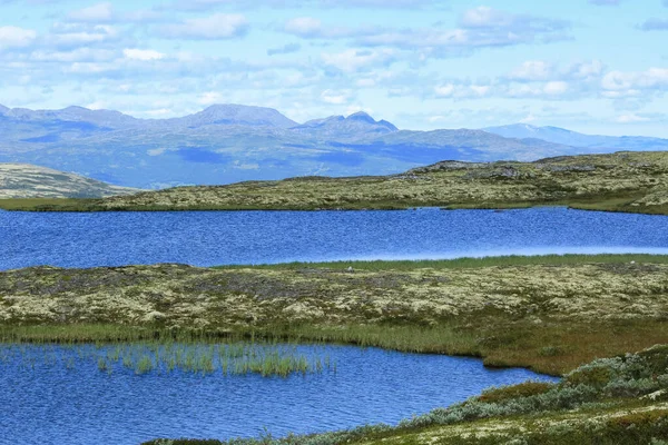 Aerial View Mountains Lakes Swamp Innerdalen Innset Located Central Part — 스톡 사진