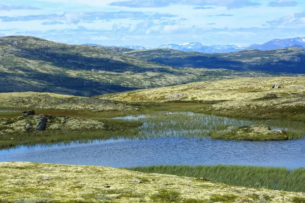 Aerial View Mountains Lakes Swamp Innerdalen Innset Located Central Part — 스톡 사진