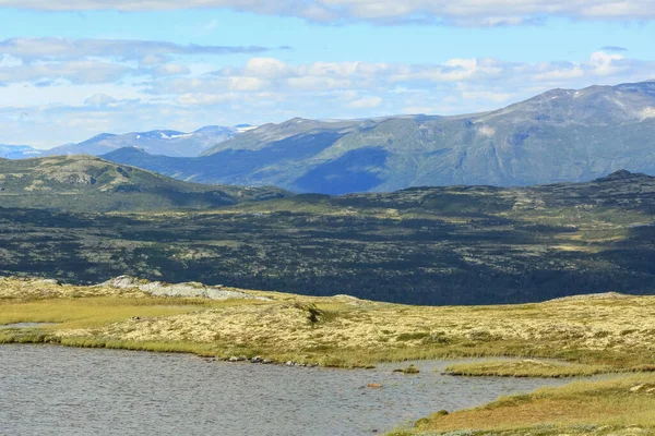 Aerial View Mountains Lakes Swamp Innerdalen Innset Located Central Part — Fotografia de Stock