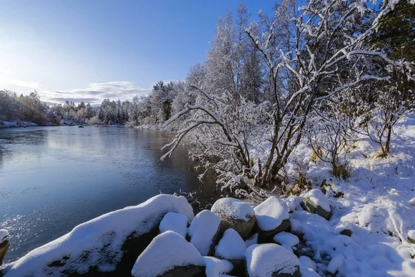 First Snow River Inna Located Innerdalen Innset Norway — Stock Photo, Image