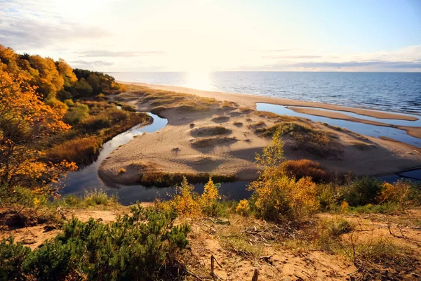 Sandy Beach Town Saulkrasti Sunset October — 스톡 사진