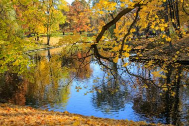 Indian summer in Riga, the capital of Latvia. View of the city channel.