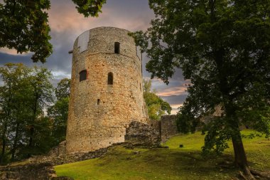 Güz parkı ve terk edilmiş ortaçağ şatosu Cesis 'in 800 yıllık tarihi ve Avrupa' nın en iyi korunmuş eski kasabalarından biri. 