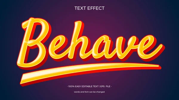 Behave Script Text Effect Looks Yellow Color — ストックベクタ