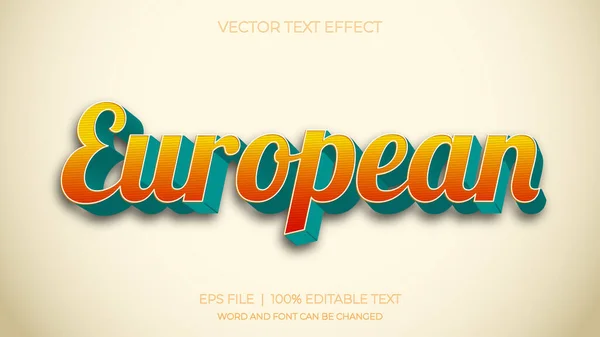Retro Style Text Effect European Word Editable — Stock Vector