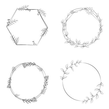 vektör bitki örtüsü çerçeve düğün davetiyesi ve daha fazlası