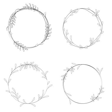 Çerçeve ayarlı bitkisel vektör düğün davetiyesi ve daha fazlası