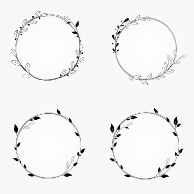 radial frame set vector botanical wreath illustration