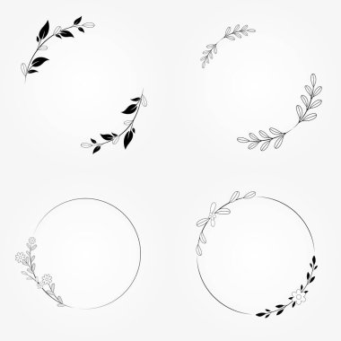 botanical frame set vector radial design