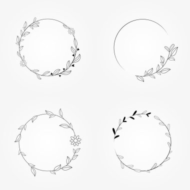 set floral design botanical frame illustration