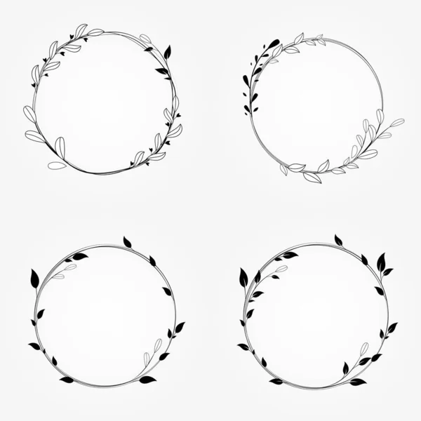 radial frame set vector botanical wreath illustration