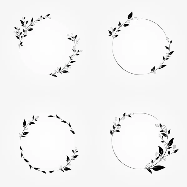 Botanical Wrreath Cicle Frame Set Design — Stockvektor