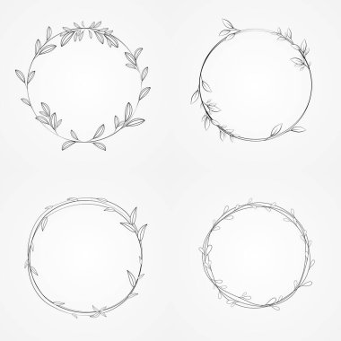 wreath botanical frame circle set vector