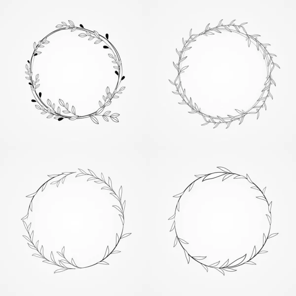 floral set botanical wreath circle vector