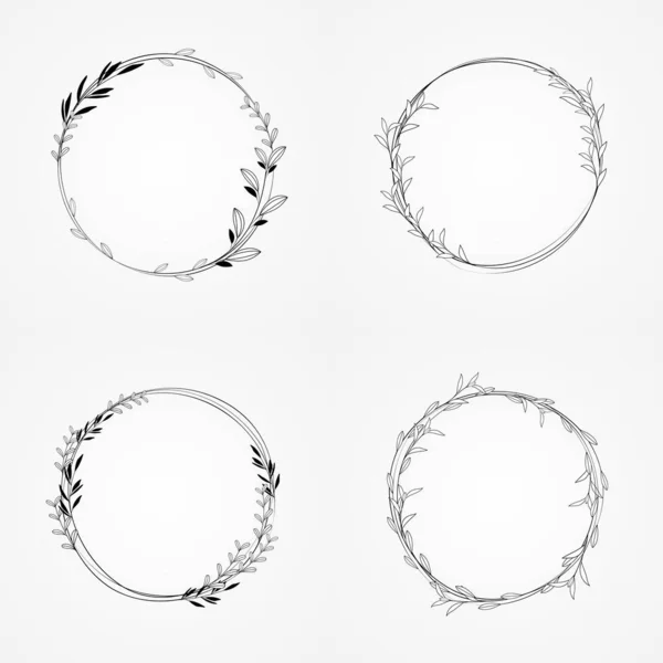 Botanical Wreath Frame Circle Vector — Stockvektor