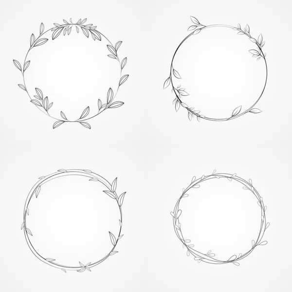 Wreath Botanical Frame Circle Set Vector — Stockvektor
