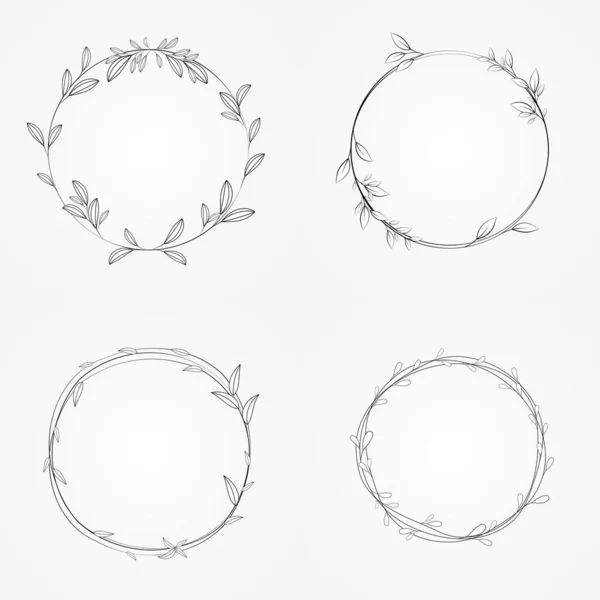 wreath botanical frame circle set vector