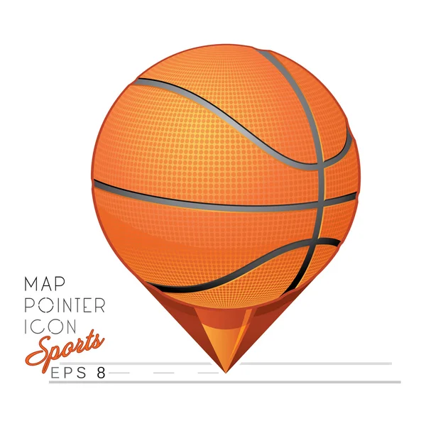 多彩体育地图指针图标。篮球。矢量 — 图库矢量图片