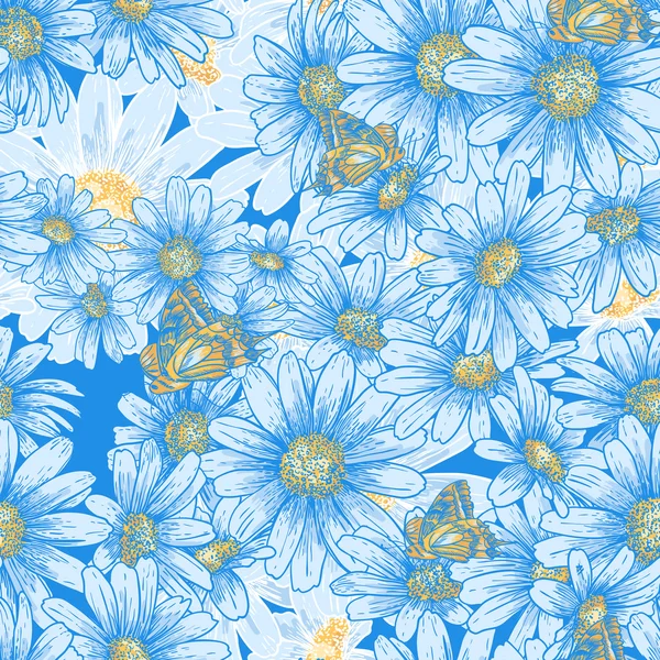 Motif floral d'été avec marguerites — Image vectorielle