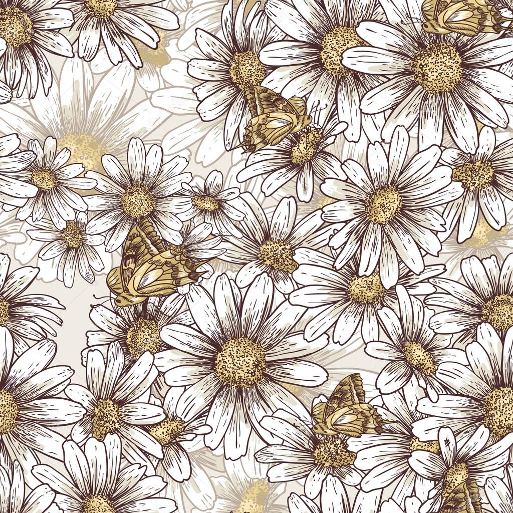 Summer floral pattern with daisies