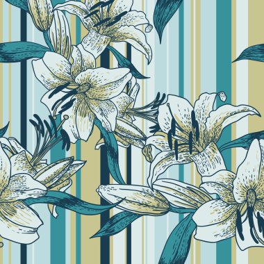 Zambak ile güzel seamless modeli