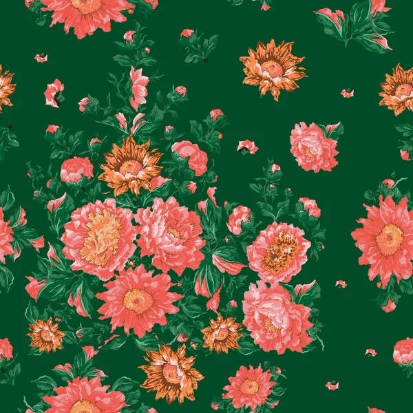 无缝花纹与玫瑰 — 图库矢量图片