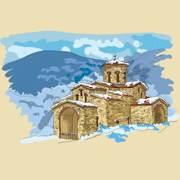 Templo de San Jorge (Zelenchuk del Norte), iglesia ortodoxa en Rusia — Vector de stock