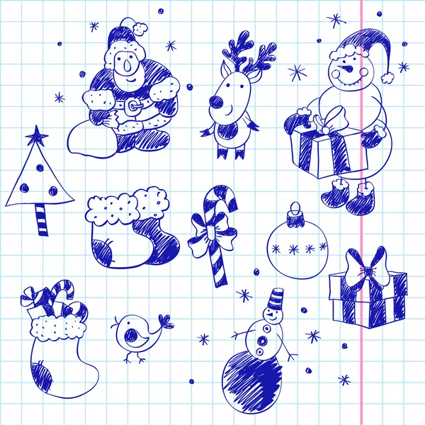 クリスマス手描きデザイン要素 — ストックベクタ