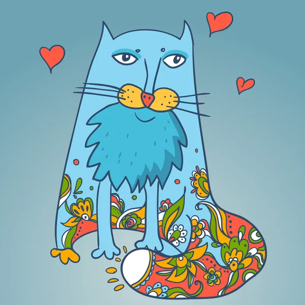 Amante del gato, fondo romántico — Vector de stock